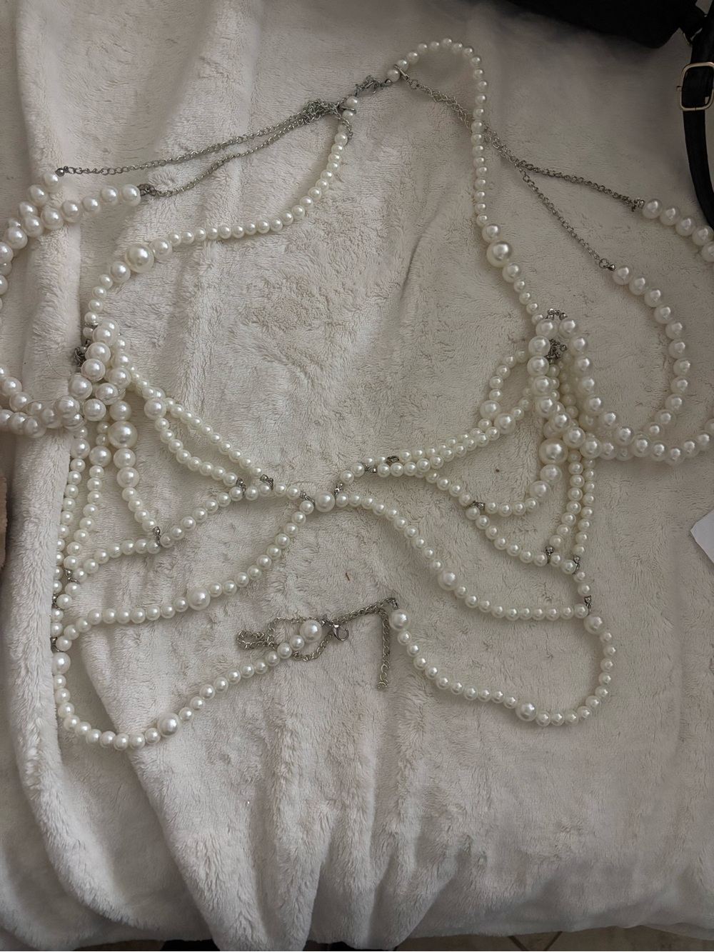 Elegant White Pearl Multi-Strand Body Necklace - Unbranded